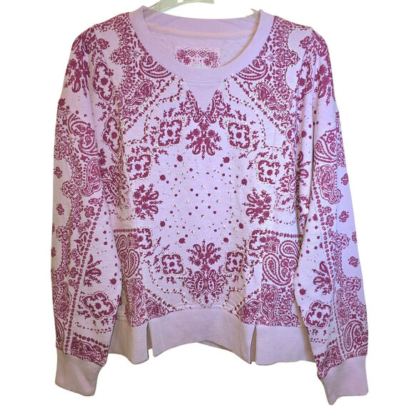 Sundance Bandana Sweatshirt Maebelle Pullover Sz Large Pink Embroidered $128 - Picture 4 of 15